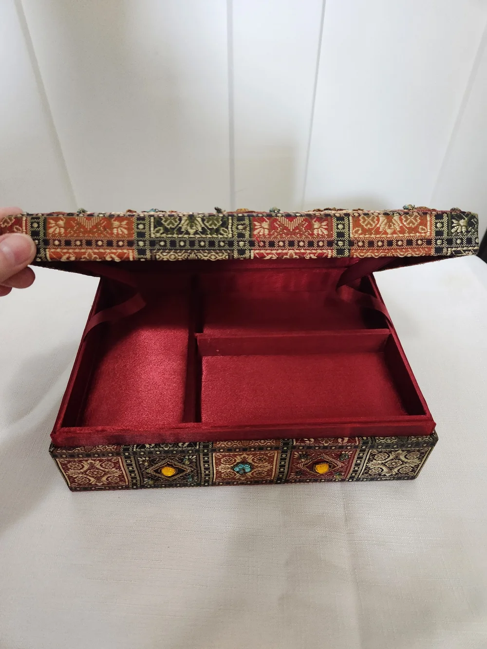 Pier 1 Beaded Embellished Patterned Decorative Jewelry Box